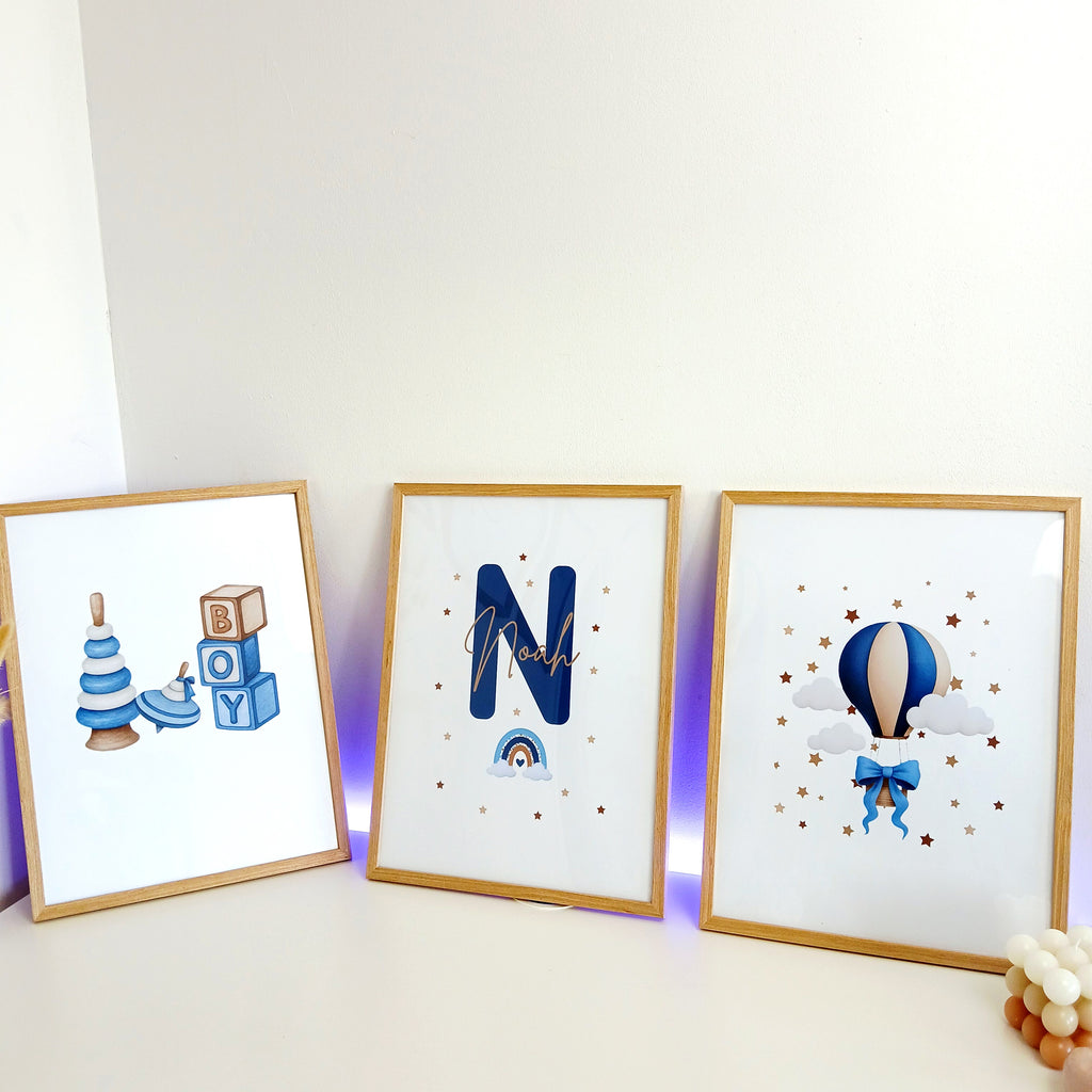 3 affiches personnalisées pour chambre de garçon – 30 x 40 cm