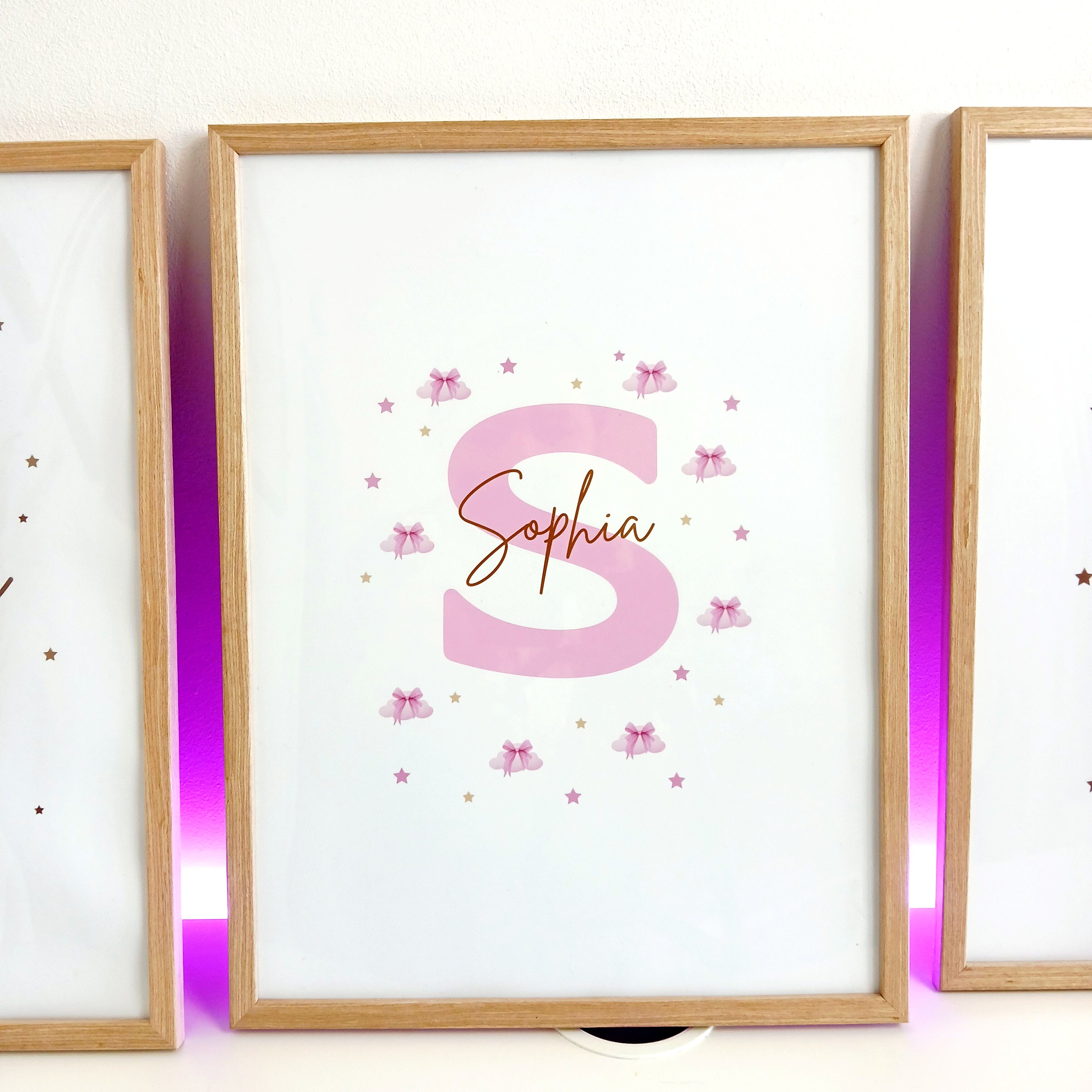 3 affiches personnalisées pour chambre de fille – 30 x 40 cm