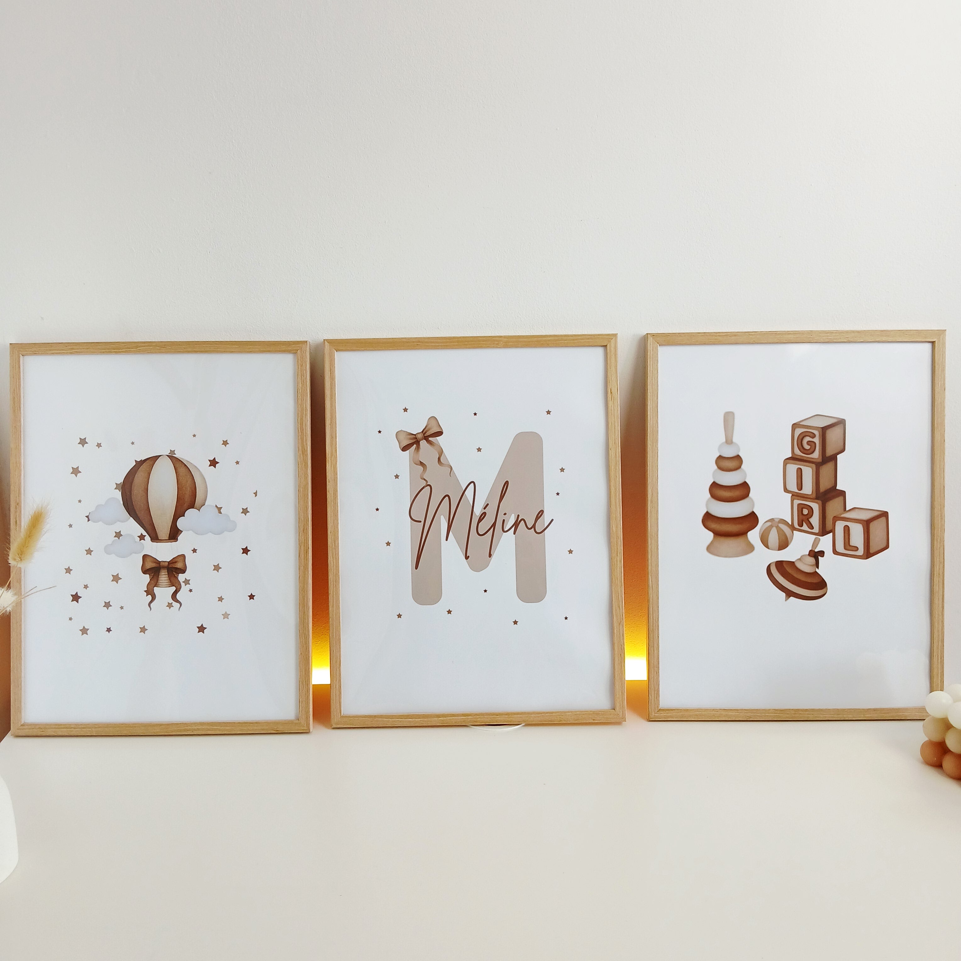 3 affiches personnalisées pour chambre fille ou garçon - 30 x 40 cm