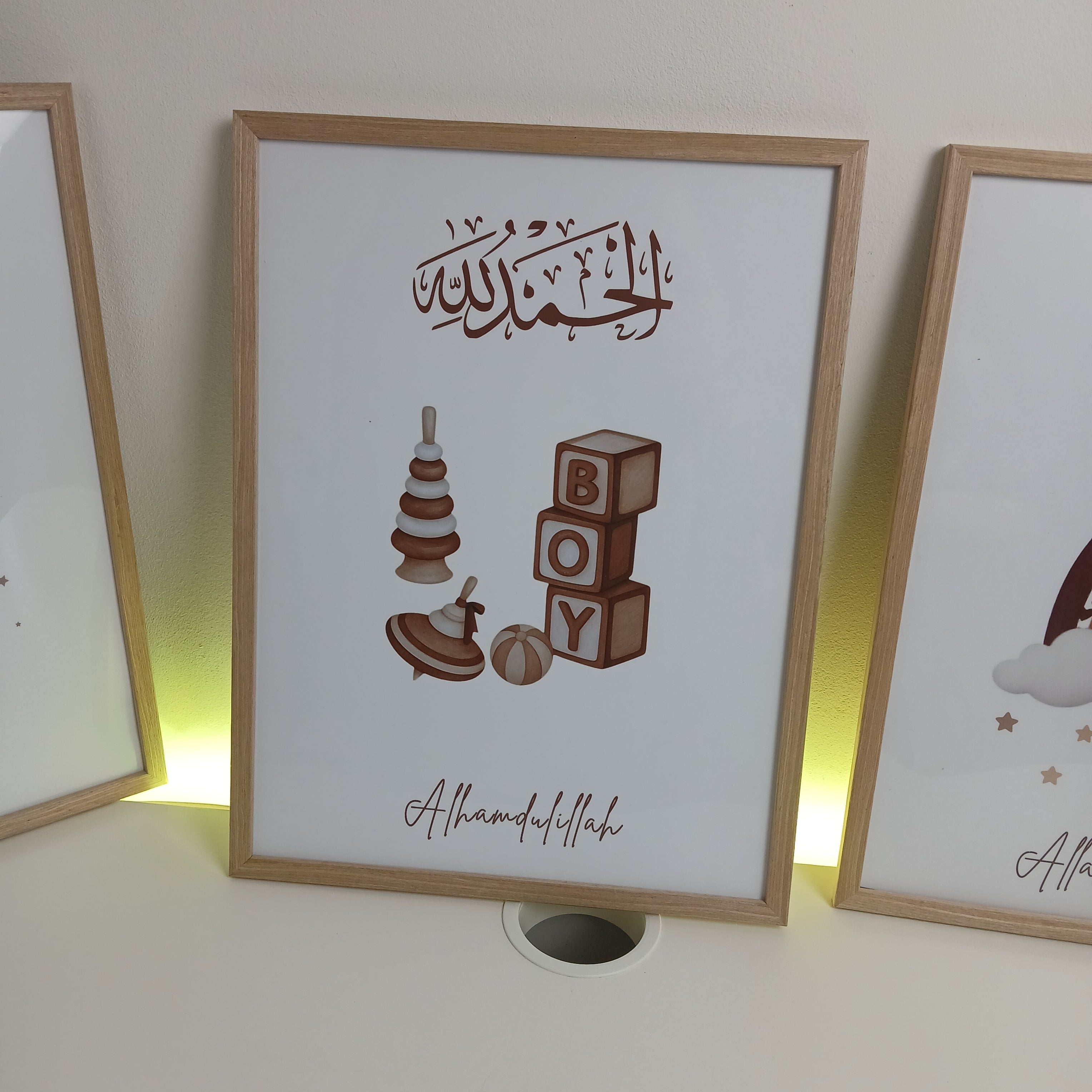 3 affiches marron et beige pour chambre de bébé – 30 x 40 cm, garçon ou fille, sans cadre