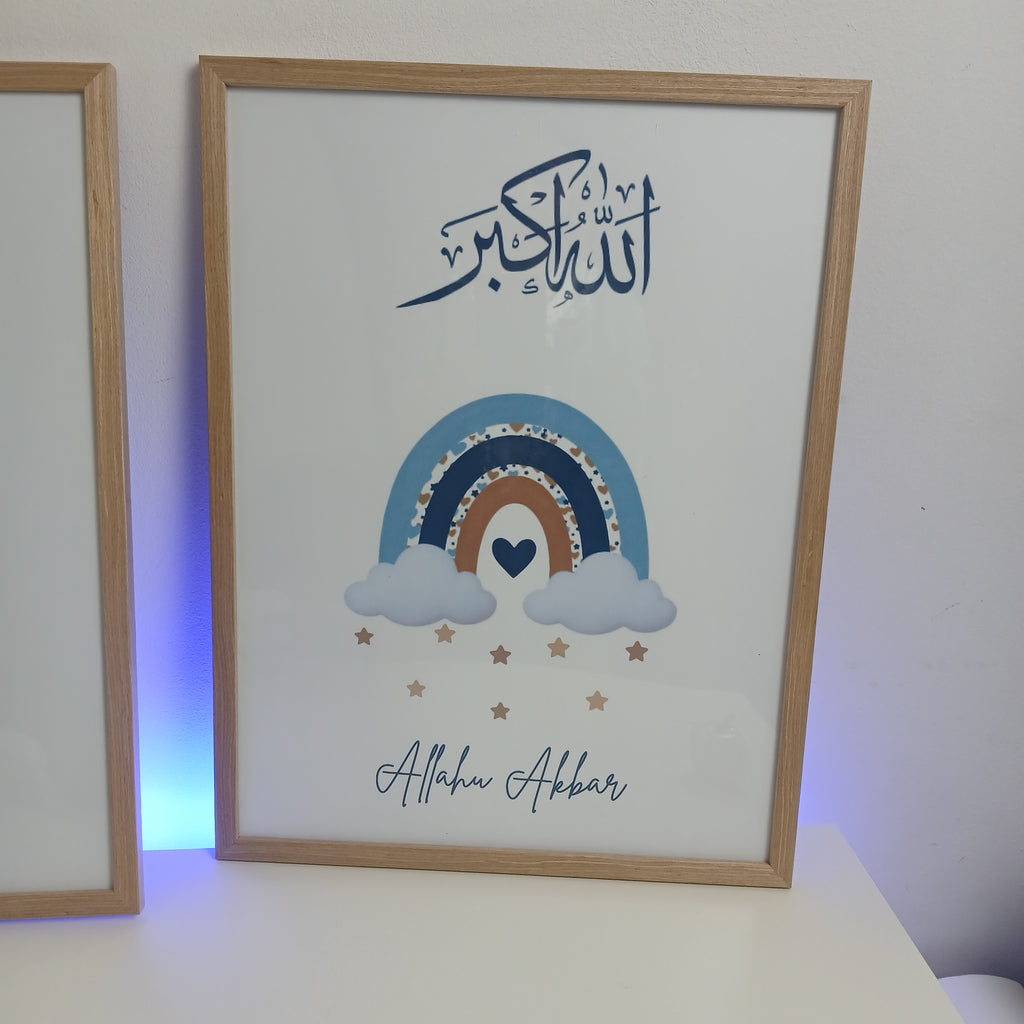 3 affiches bleues pour chambre de bébé – 30 x 40 cm, garçon, sans cadre